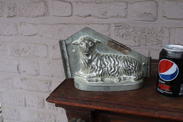 Antique Tin Lamb god communion Chocolate mold form bakery dutch 1921