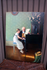 Vintage flemish school oil canvas piano lesson girl signed painting