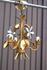 Hollywood regency Metal gold gilt white enamel floral decor chandelier lamp