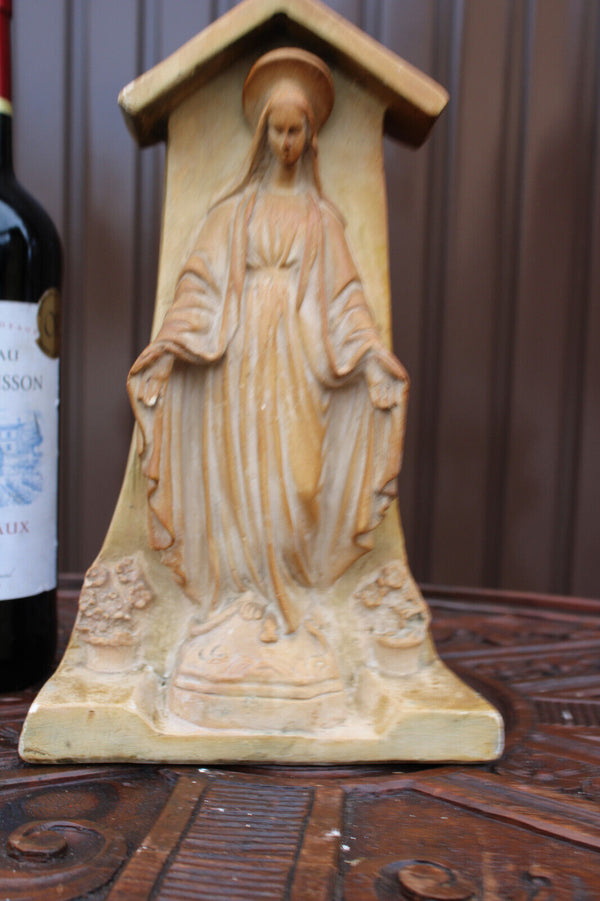 Antique french ceramic chalk chapel madonna statue