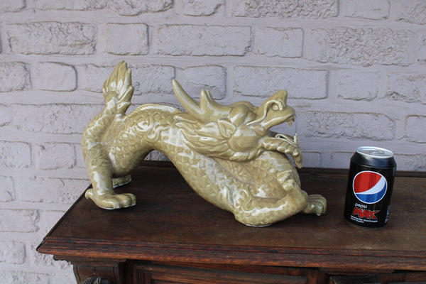 XL Vintage 1970 faience porcelain chinese dragon statue figurine