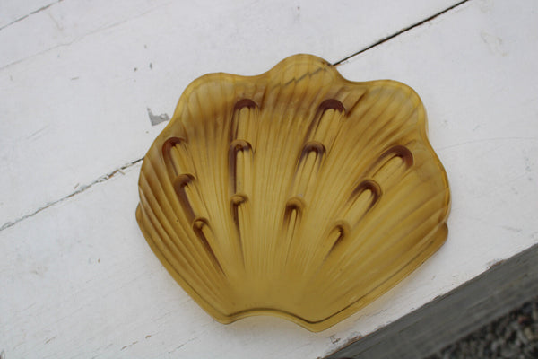 French AMBER CLAM SHELL replacement shade glass for chandelier sconce