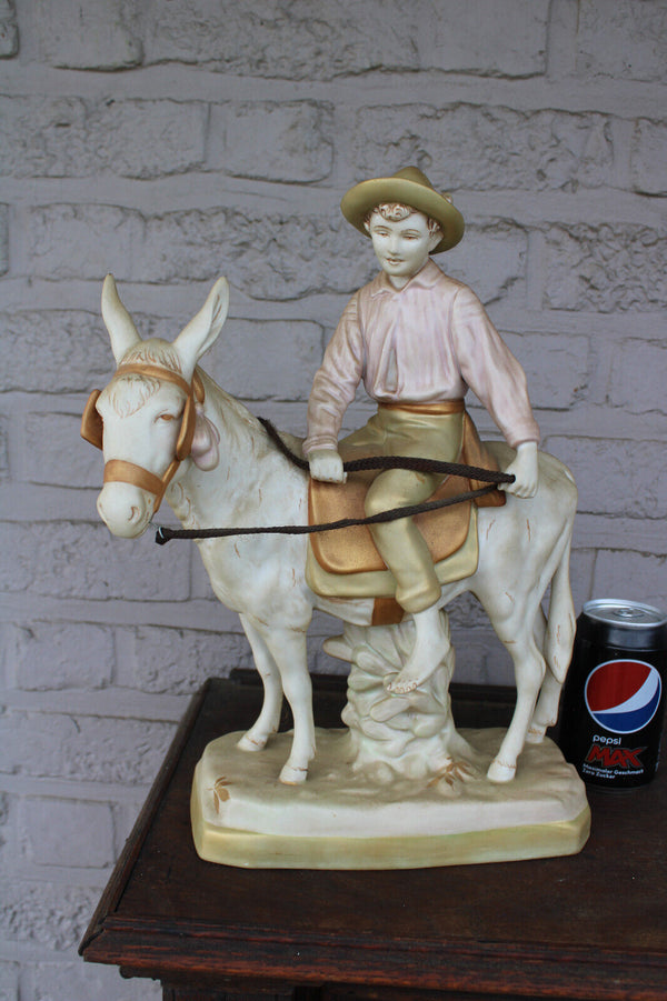 Royal dux bohemia porcelain ceramic boy on donkey figurine statue