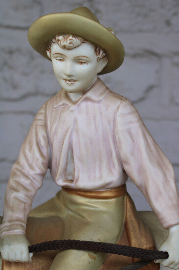 Royal dux bohemia porcelain ceramic boy on donkey figurine statue