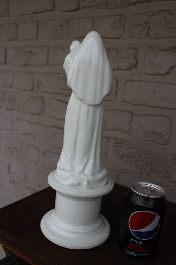 Antique french white porcelain large madonna statue figurine