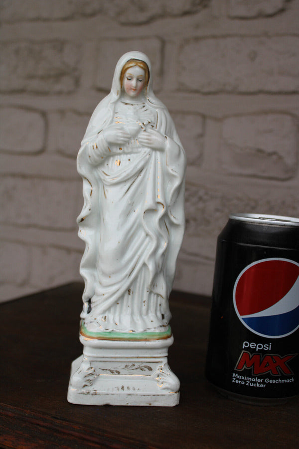 Antique vieux paris porcelain madonna figurine statue religious