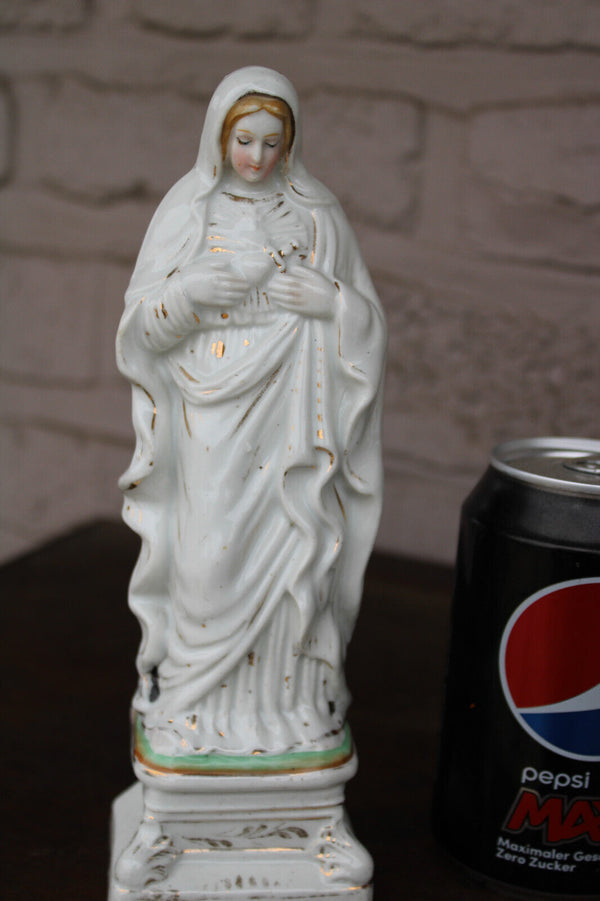 Antique vieux paris porcelain madonna figurine statue religious