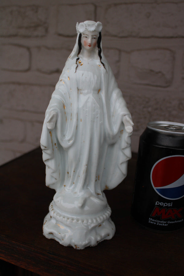 Antique vieux paris porcelain madonna figurine statue religious