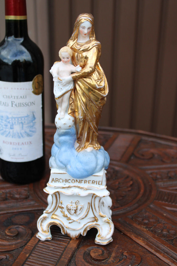 Antique 19thc vieux paris porcelain madonna figurine statue