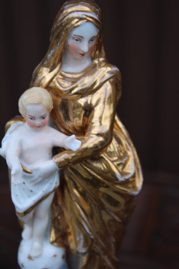 Antique 19thc vieux paris porcelain madonna figurine statue