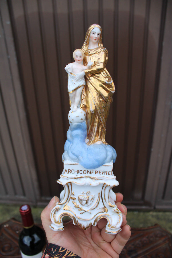 Antique 19thc vieux paris porcelain madonna figurine statue