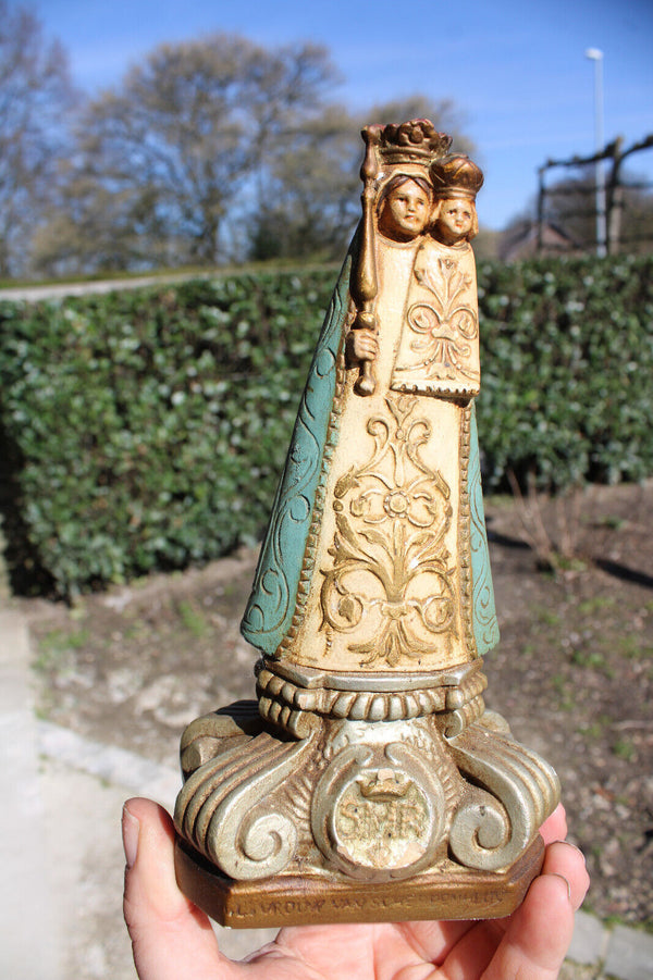 Antique ceramic chalk our lady of scherpenheuvel statue figurine flanders