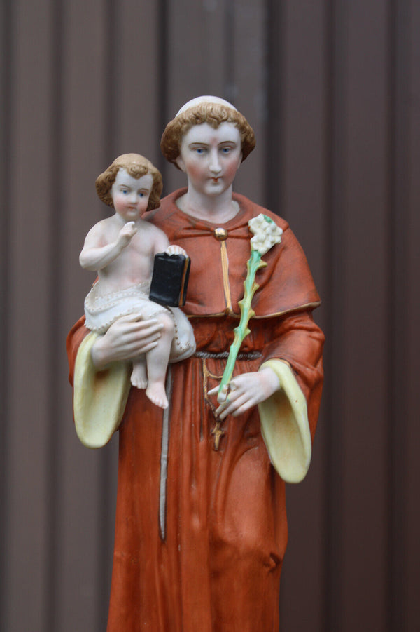 Antique vieux paris porcelain bisque statue saint anthony