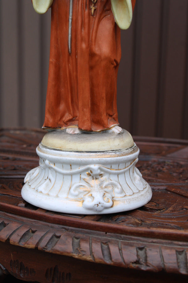 Antique vieux paris porcelain bisque statue saint anthony