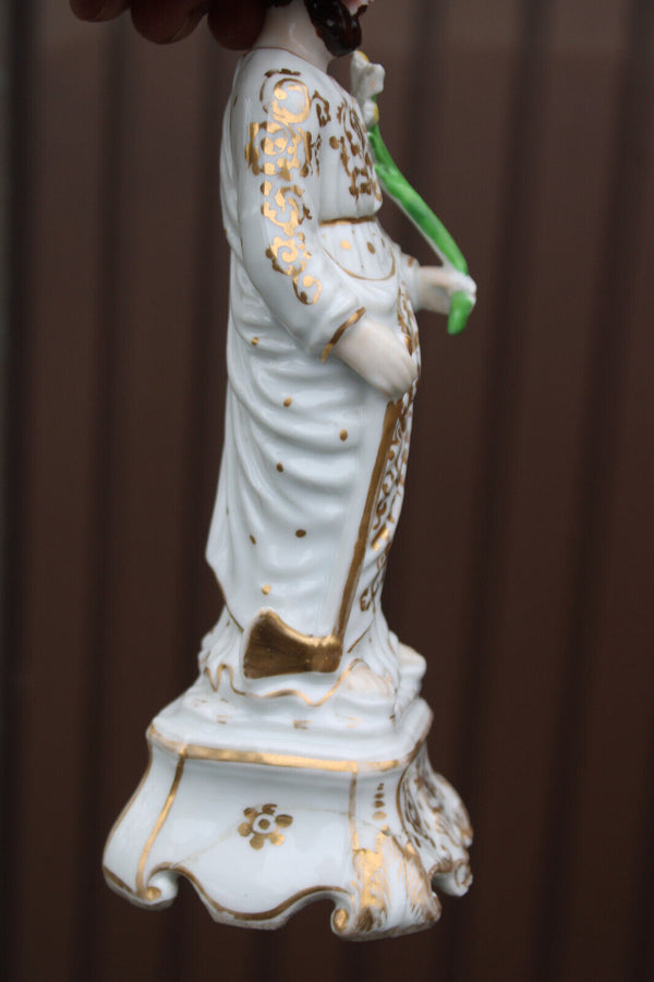 Antique 19thc vieux paris porcelain saint joseph figurine statue religious