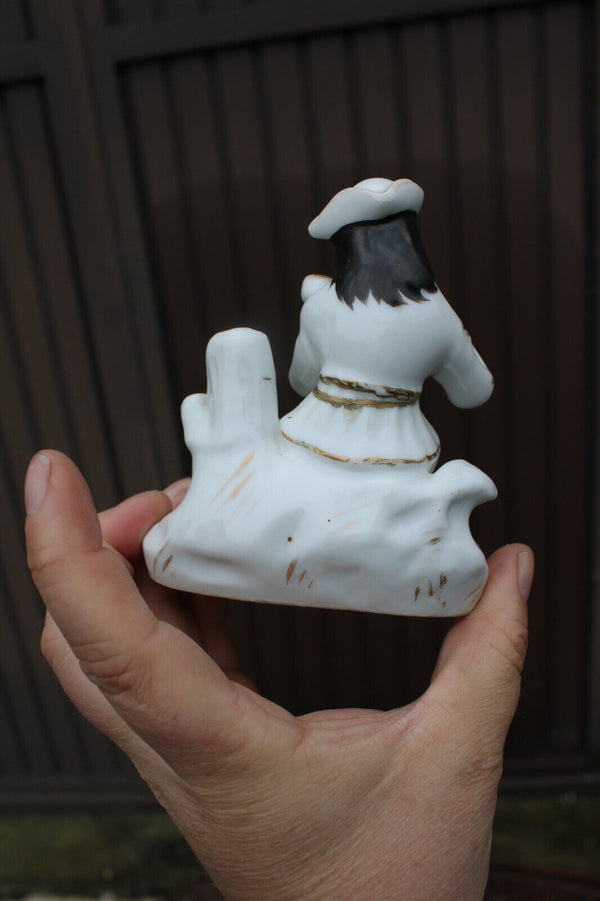 Antique 19thc vieux paris porcelain musician inkwell