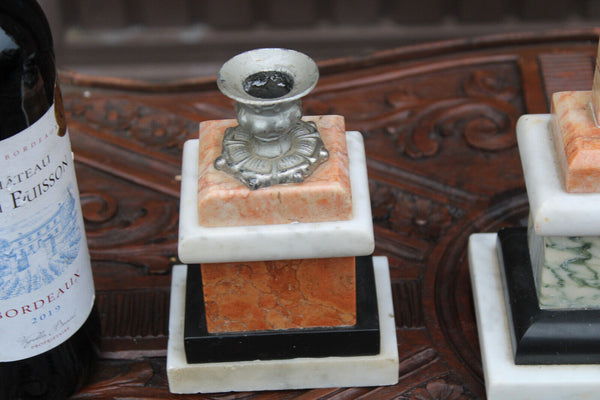 Antique french marble crucifix altar set candle holders religious