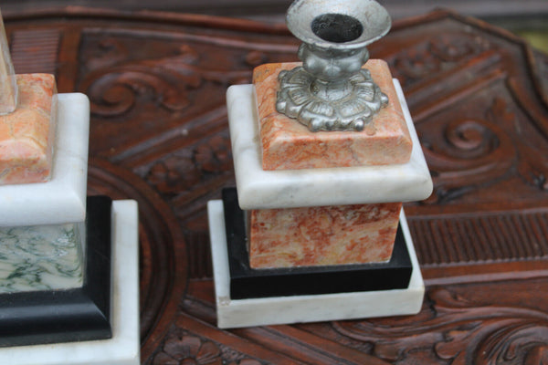 Antique french marble crucifix altar set candle holders religious