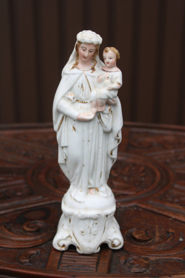 Antique 19thc vieux paris porcelain madonna figurine statue