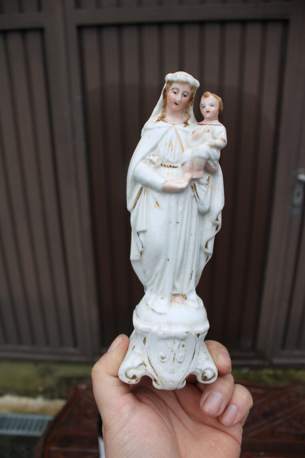 Antique 19thc vieux paris porcelain madonna figurine statue