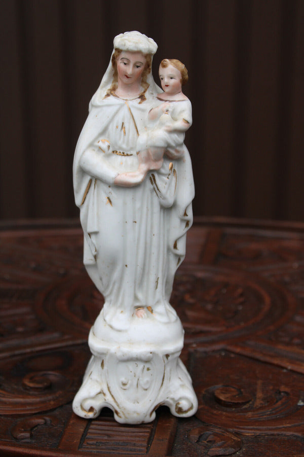 Antique 19thc vieux paris porcelain madonna figurine statue