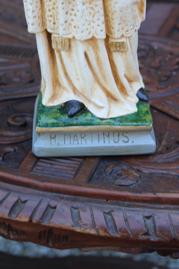 Antique ceramic chalk statue of saint martinus martin