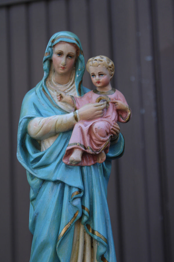 Antique ceramic statue madonna child statue