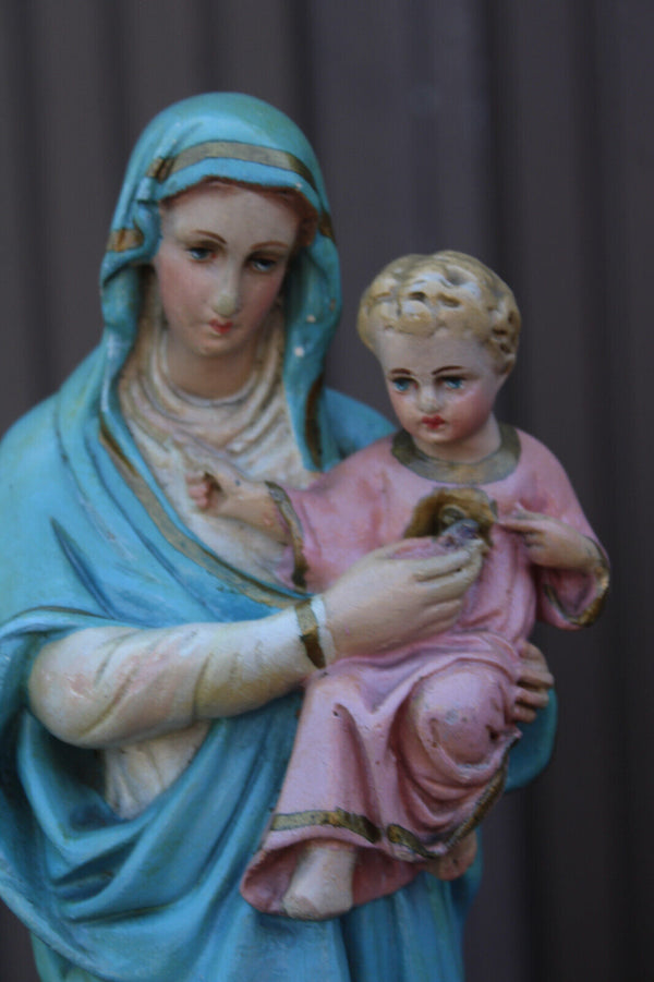 Antique ceramic statue madonna child statue