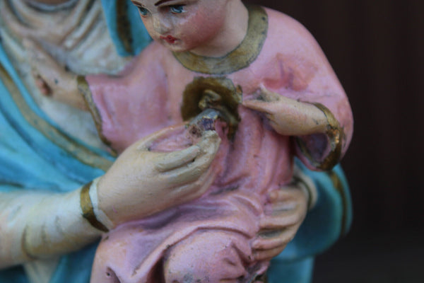 Antique ceramic statue madonna child statue