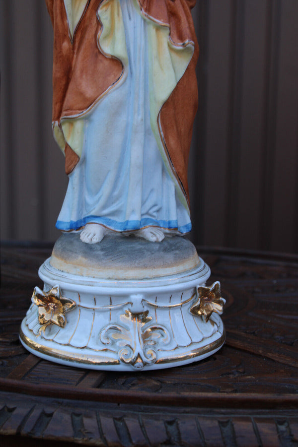 Antique L 19thc French vieux paris porcelain bisque saint joseph figurine statue