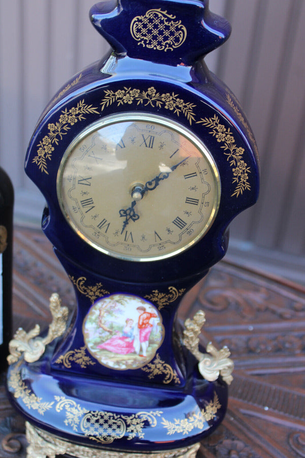 Vintage Limoges cobalt blue decor mantel clock