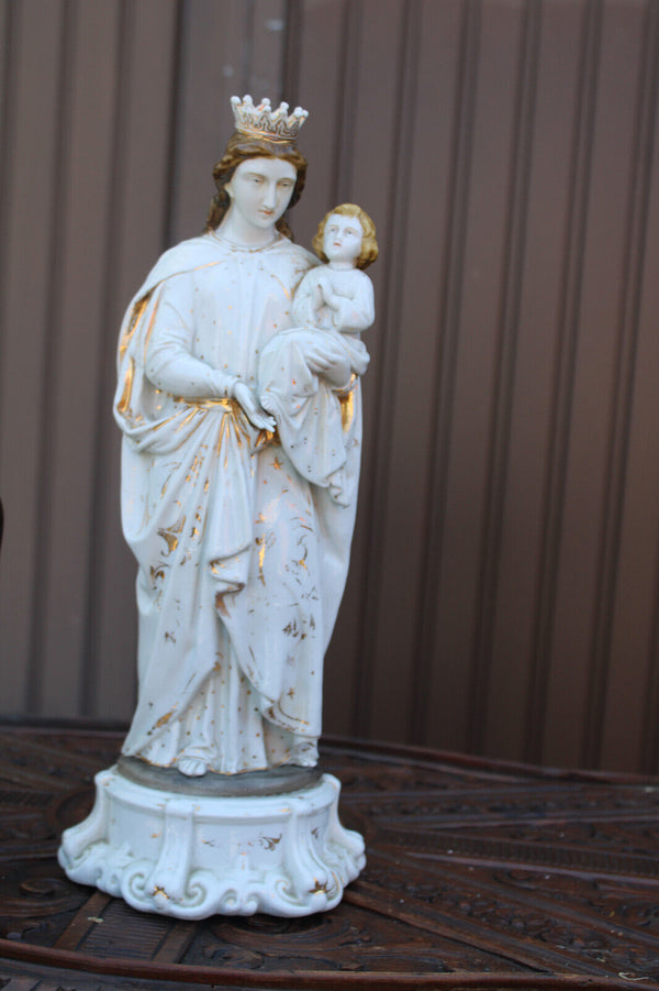 Antique large Vieux paris porcelain madonna figurine statue rare