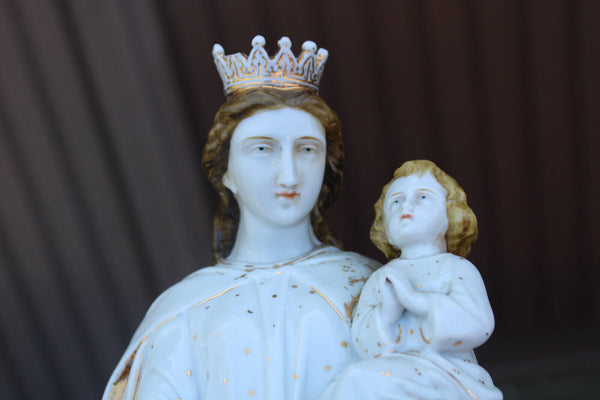 Antique large Vieux paris porcelain madonna figurine statue rare