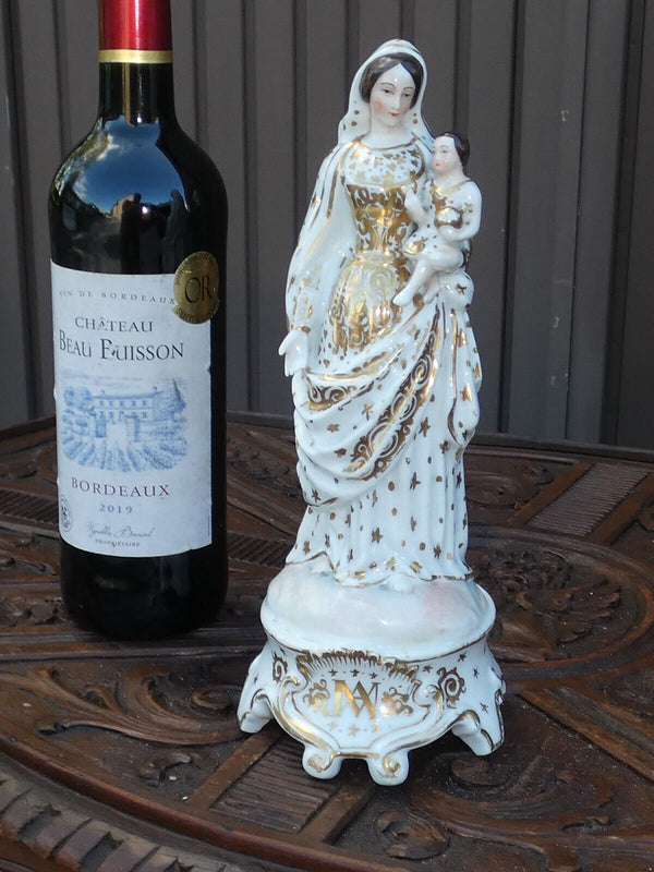 Antique vieux paris porcelain madonna child figurine statue religious rare