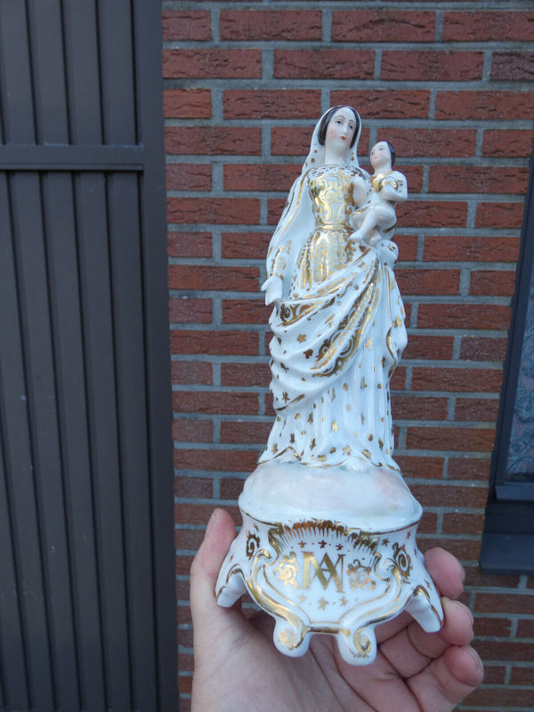 Antique vieux paris porcelain madonna child figurine statue religious rare