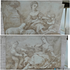 PAIR antique Italian 1800s Grisaille canvas painting romance putti cherub lady