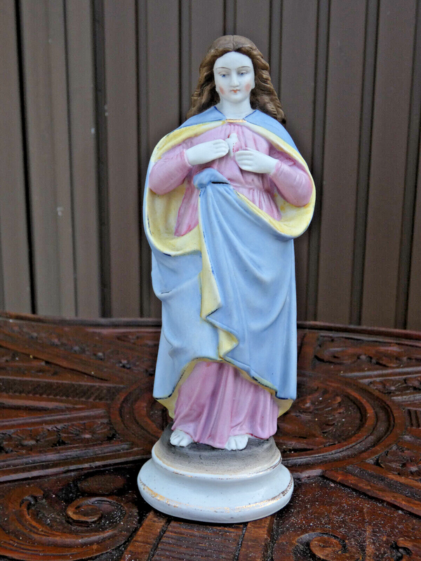 Antique Vieux andenne belgian bisque porcelain madonna figurine statue