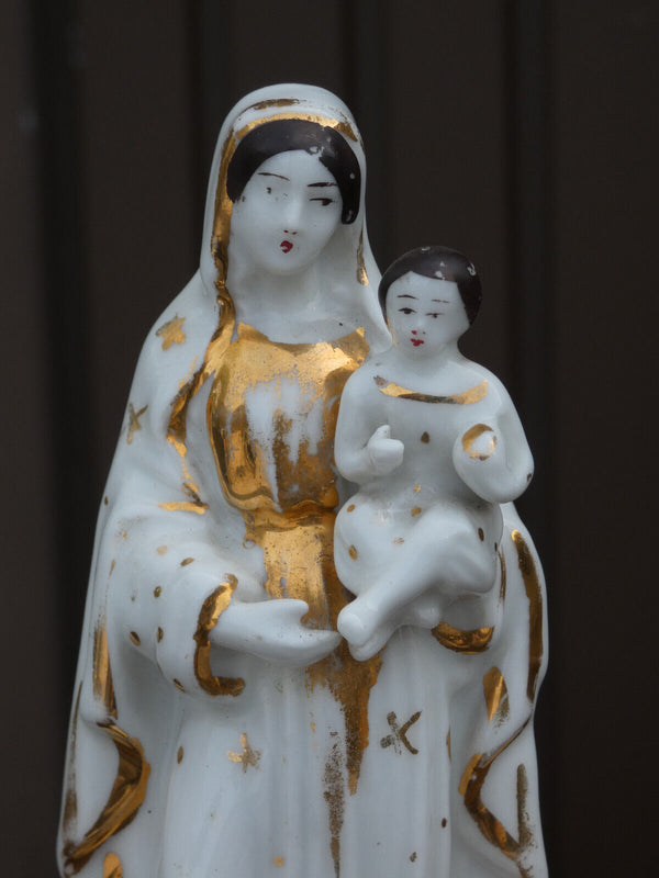 Antique Vieux paris porcelain madonna religious figurine statue