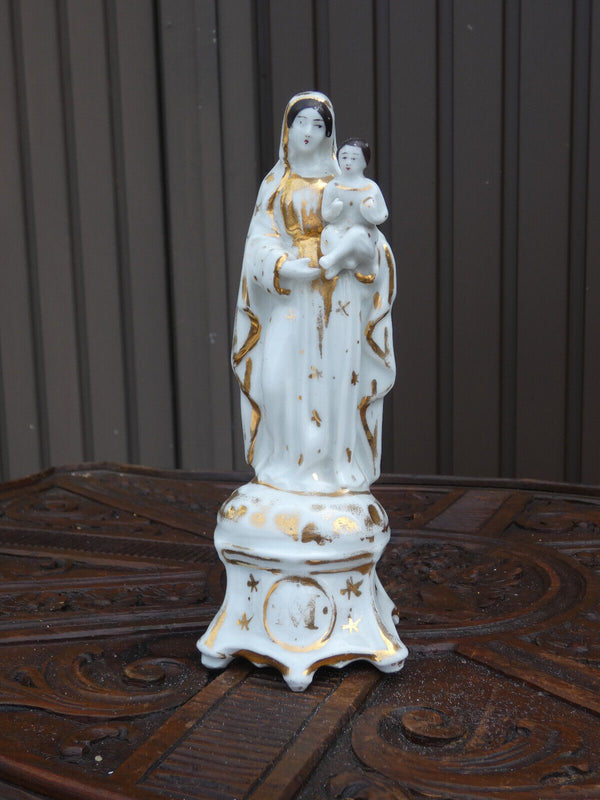 Antique Vieux paris porcelain madonna religious figurine statue