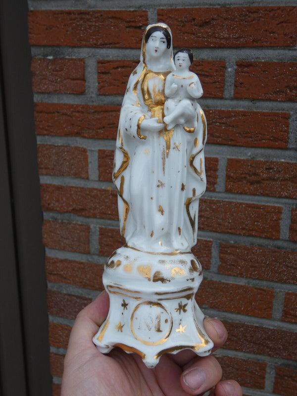 Antique Vieux paris porcelain madonna religious figurine statue