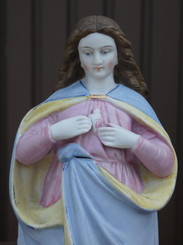 Antique Vieux andenne belgian bisque porcelain madonna figurine statue