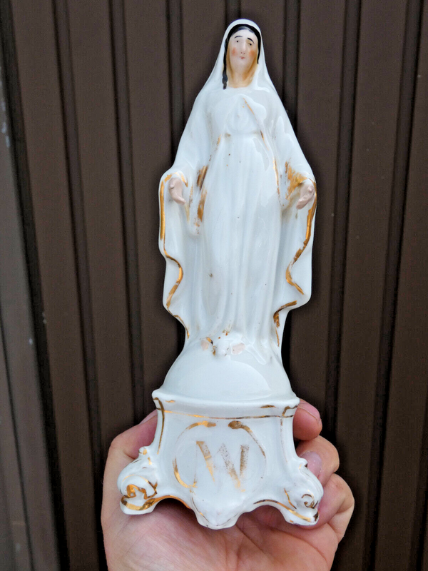 Antique Vieux paris porcelain madonna religious figurine statue