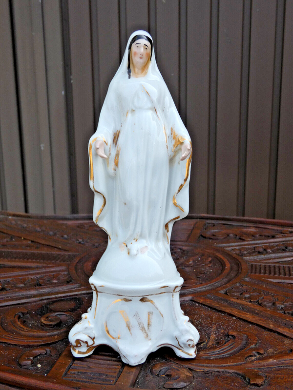 Antique Vieux paris porcelain madonna religious figurine statue