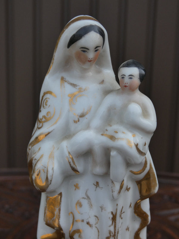 Antique Vieux paris porcelain madonna religious figurine statue