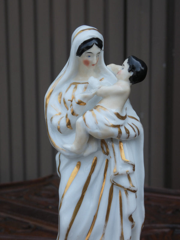 Antique Vieux paris porcelain madonna religious figurine statue