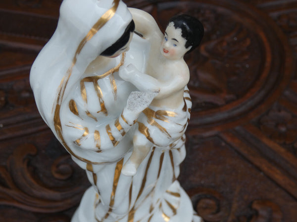 Antique Vieux paris porcelain madonna religious figurine statue