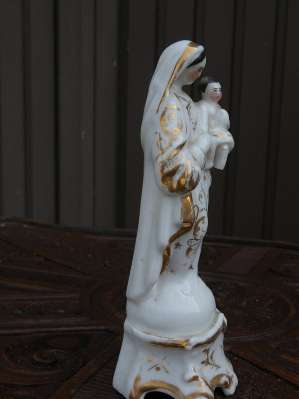 Antique Vieux paris porcelain madonna religious figurine statue