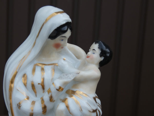 Antique Vieux paris porcelain madonna religious figurine statue