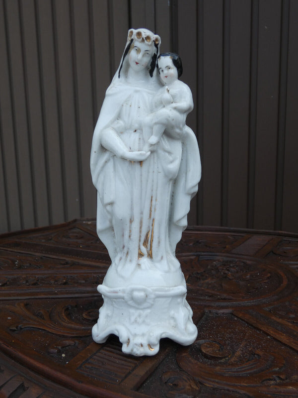 Antique Vieux paris porcelain madonna religious figurine statue