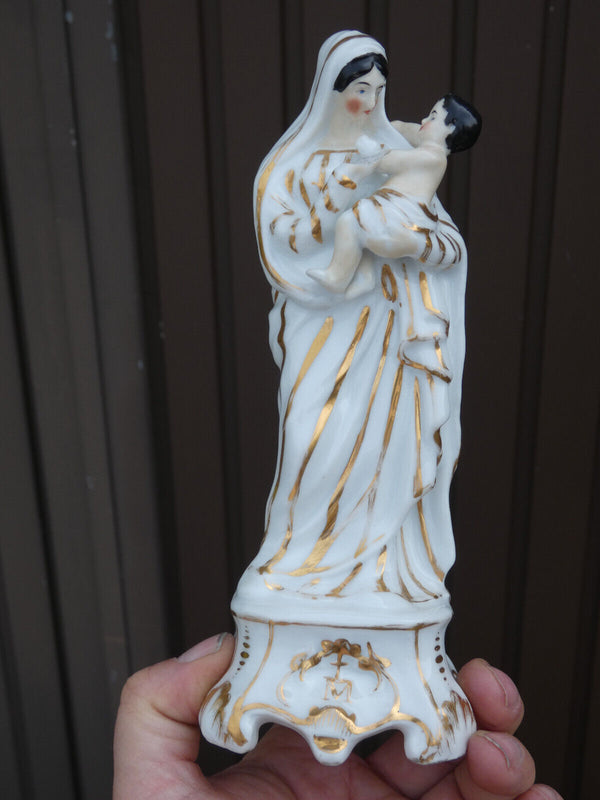 Antique Vieux paris porcelain madonna religious figurine statue